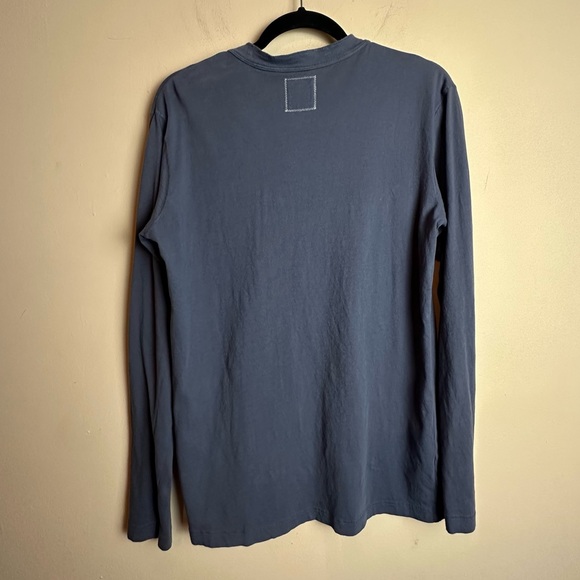 Billy Reid Henley Cotton Long Sleeve Tee Shirt Blue Men's Size Large - Picture 5 of 12